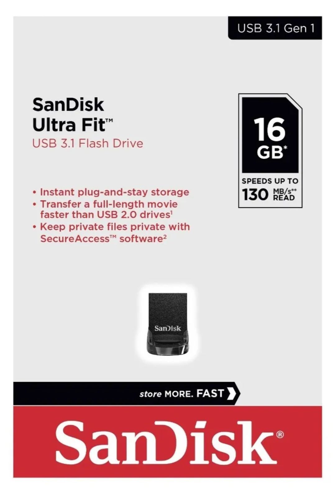 USB Memorystick 16GB USB3.1 Pendrive Ultra Fit (SanDisk)